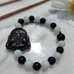 Buddha stone zen bracelet Amazonite black onyx